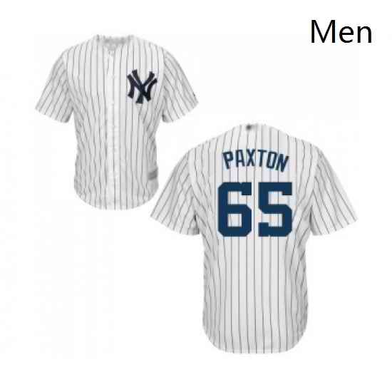 Mens New York Yankees 65 James Paxton Replica White Home Baseball Jersey